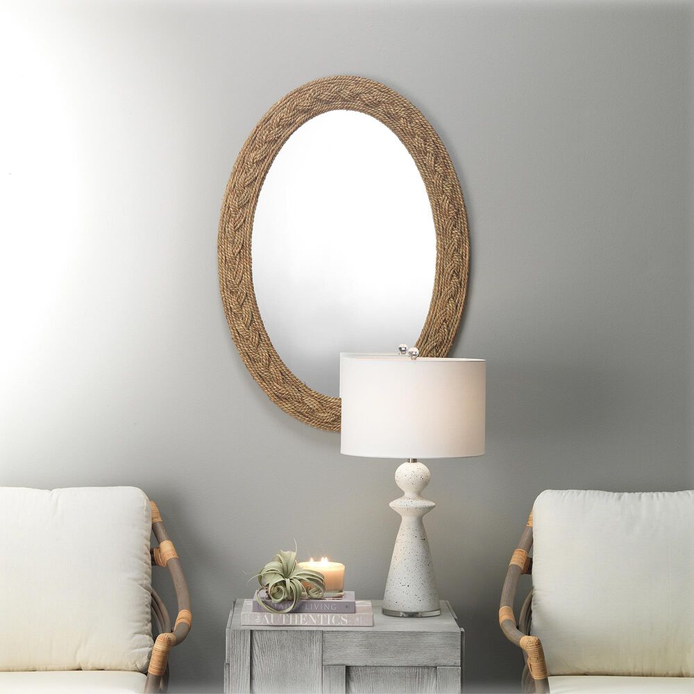 Splendor Living Lark Braided Seagrass Oval Mirror in Natural, , large