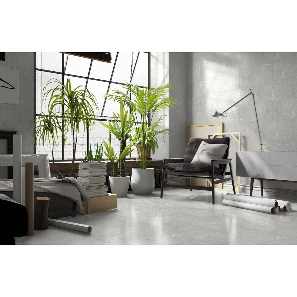 Emser Sterlina Gray 12&quot; x 24&quot; Polished Porcelain Tile, , large
