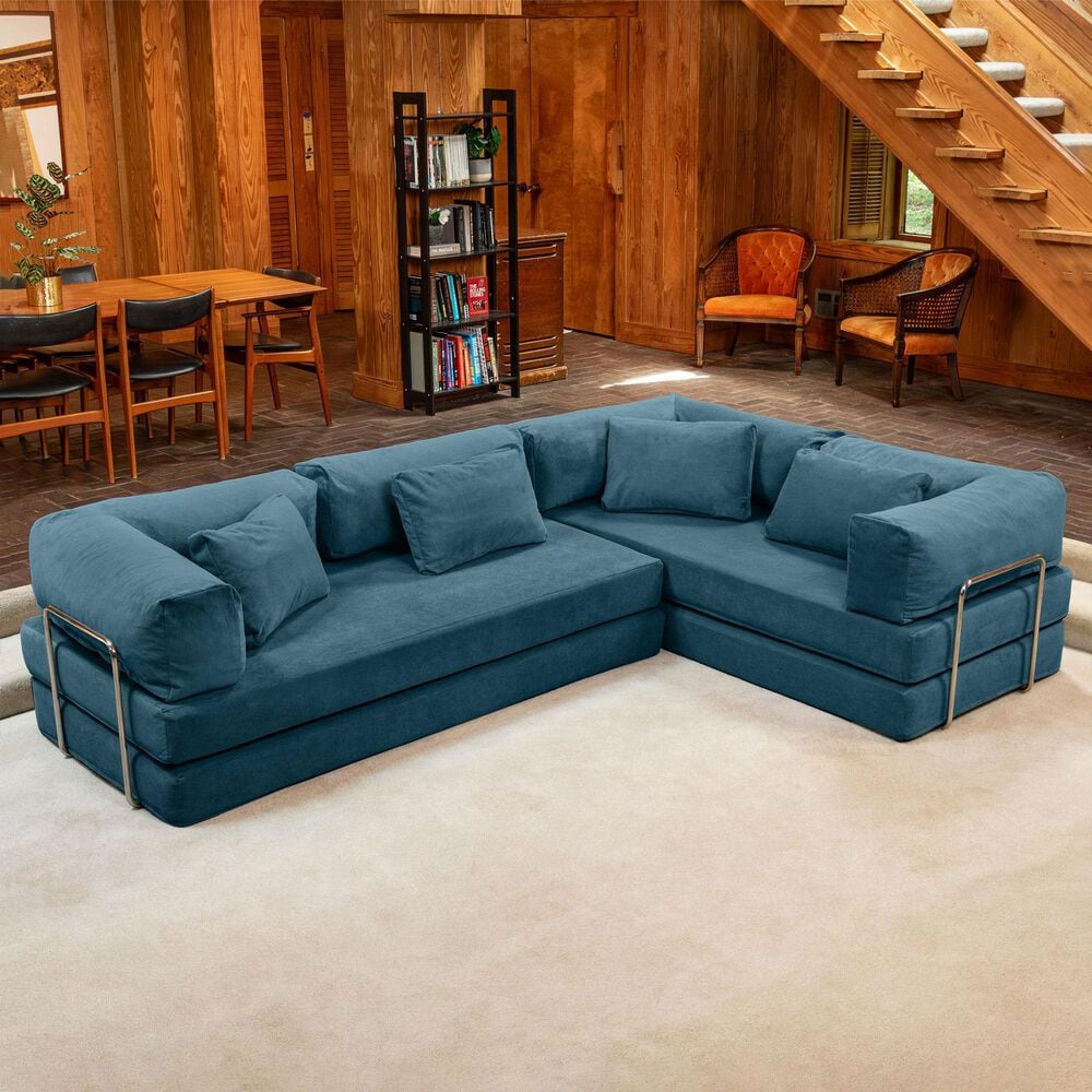 Jaxx Unsofa 2-Piece Modular Right Facing L-Shaped Sectional in Aqua Blue, , large