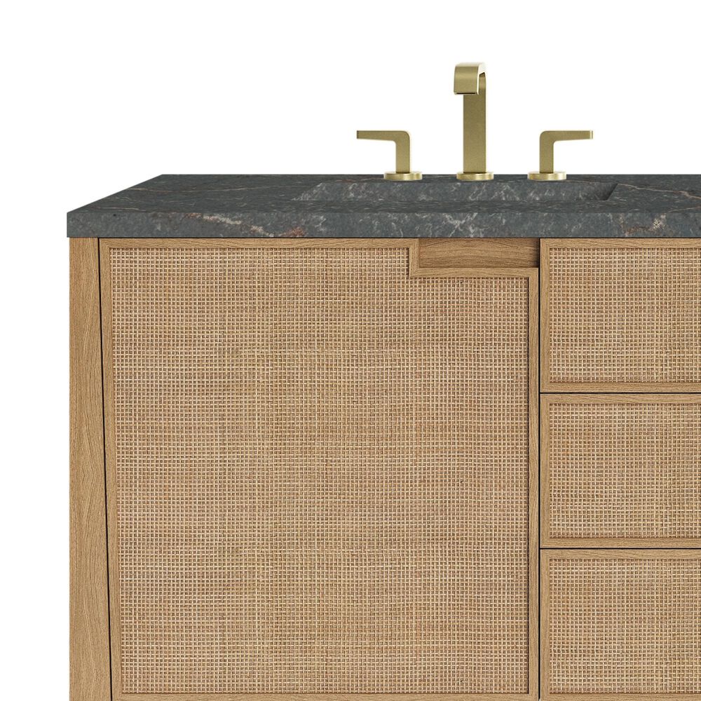 James Martin Vanities Solene 72&quot; Double Bathroom Vanity in Seaside Oak with 3 cm Parisien Bleu Quartz Top and Rectangular Sinks, , large