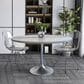 Leisuremod LeisureMod Verve Collection 48 Round Dining Table, Brushed Chrome Base with Laminated White Marbleized Top, , large