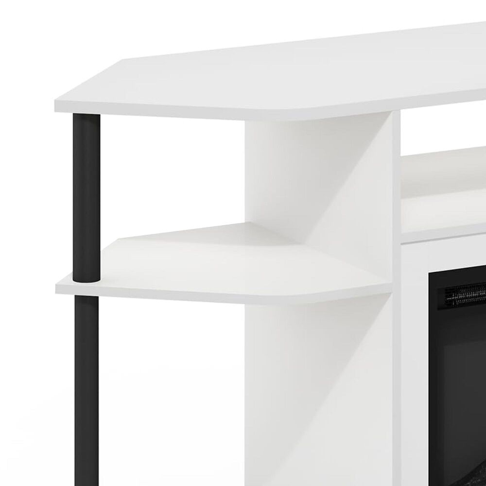 HOMLUX 47" Corner TV Stand with Electric Fireplace in White and Black, , large