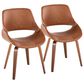 LumiSource Fabrico Mid-Century Modern Dining/accent Chair in Walnut and Camel Faux Leather by LumiSource - Set of 2, , large