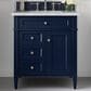 James Martin Vanities Brittany 30" Single Bathroom Vanity in Victory Blue with 3 cm Victorian Silver Quartz Top and Rectangular Sink, , large