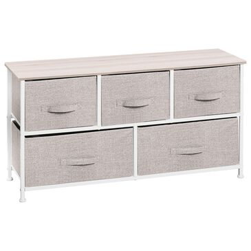 mDesign 5-Drawer Wide Dresser with Fabric Drawers in Linen, , large