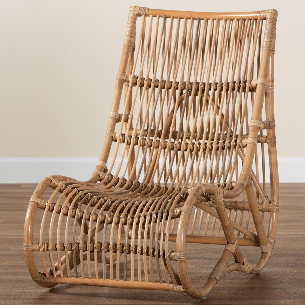 Baxton Studio Genera Rattan Lounge Chair in Natural, , large