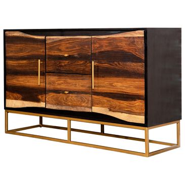 Pacific Landing 2-Drawer Accent Cabinet in Black Walnut and Gold, , large