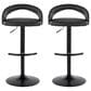 LumiSource Grotto Adjustable Bar Stool with Black Faux Leather Upholstery in Black (Set of 2), , large