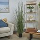 Maple and Jade 60" Indoor/Outdoor Tall Artificial Onion Grass with Black Plastic Pot in Green, , large