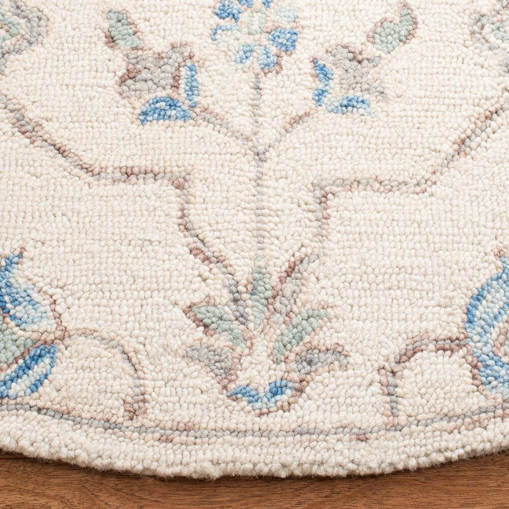 Safavieh Micro-Loop Oriental 5&#39; Round Ivory and Grey Area Rug, , large