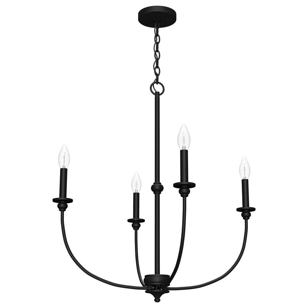 Hunter Southcrest 26" 4-Light Chandelier in Flat Matte Black, , large