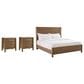 Riverside Furniture Henderson Queen Platform Panel Bed with 2 Nightstands in Toasted Pecan, , large