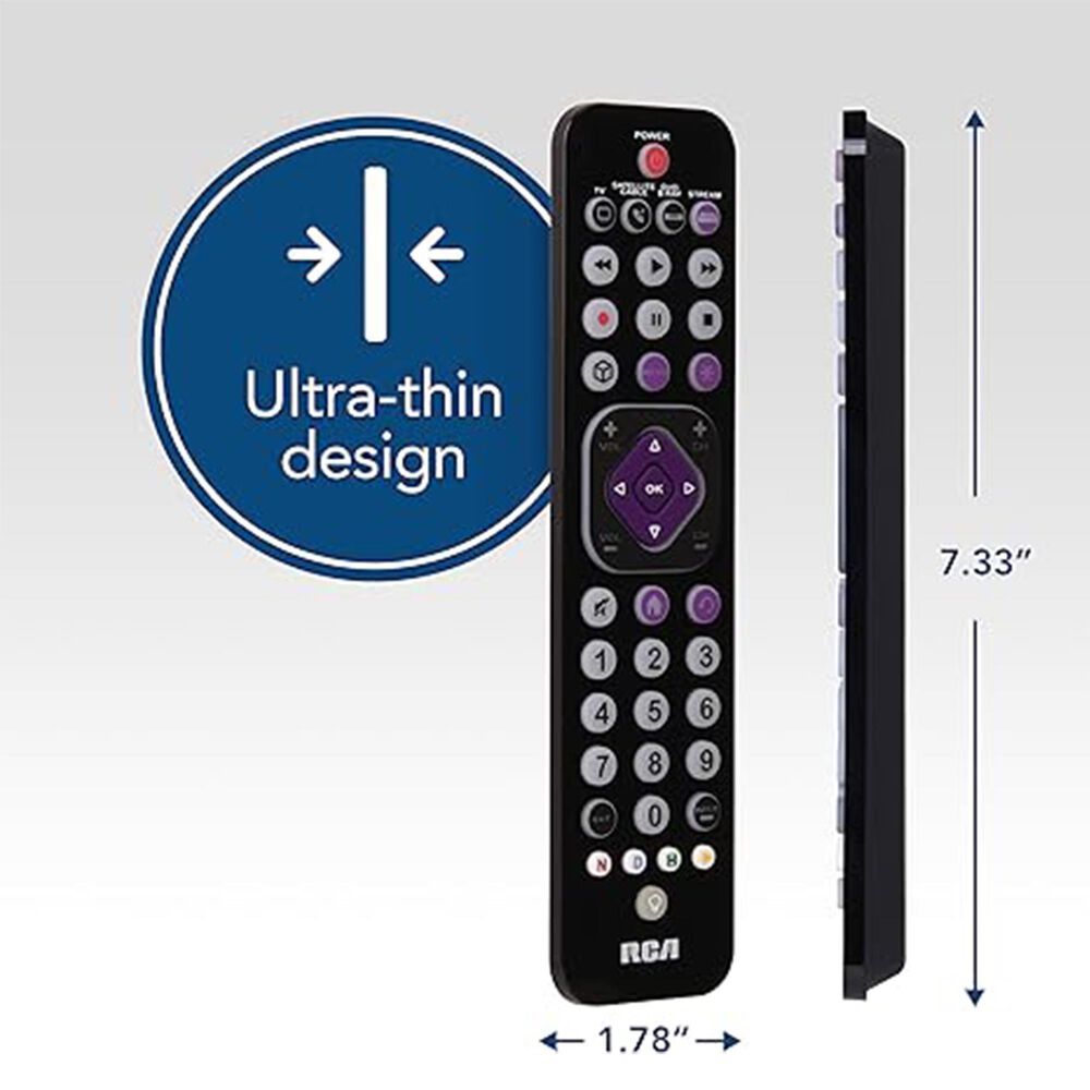 RCA Universal 4-Device Rechargeable Remote in Black, , large