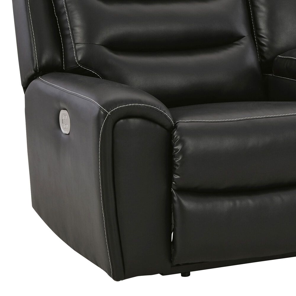 Ashley Warlin Power Reclining Loveseat with Console in Black, , large