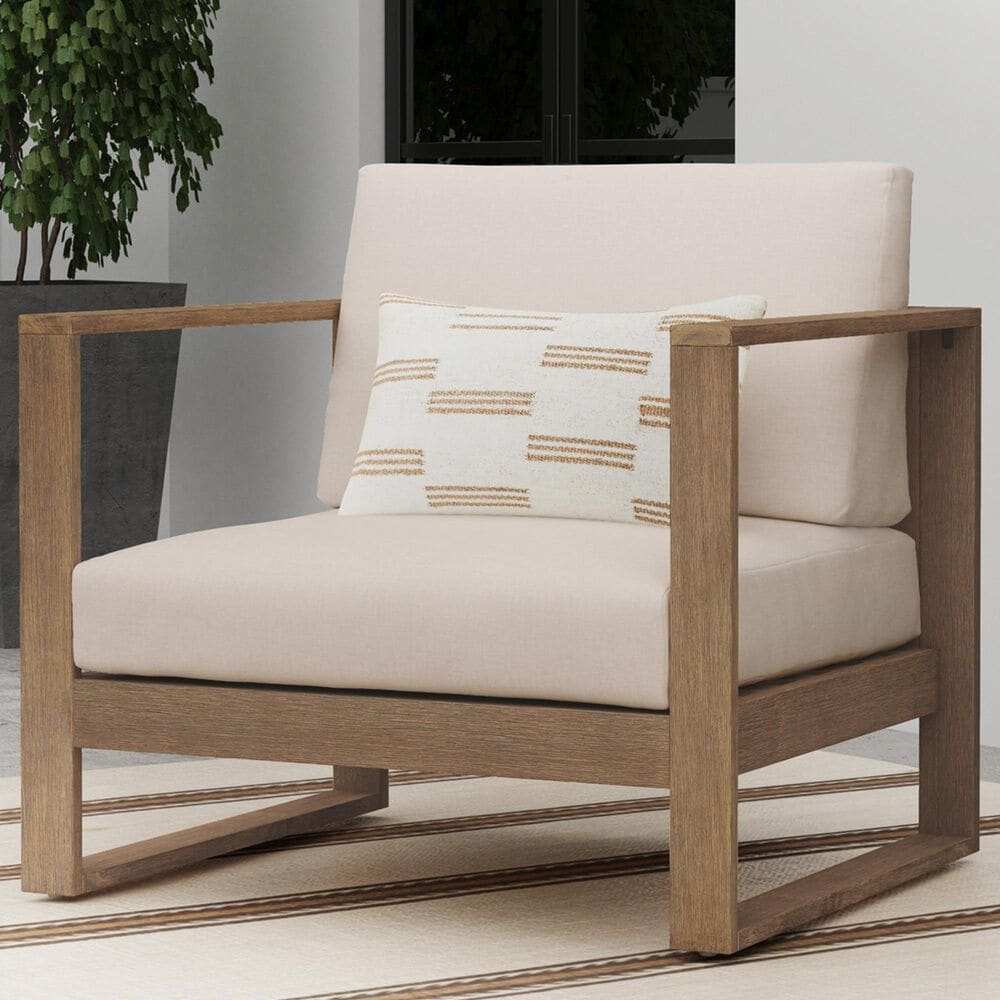 Linon Home Decor Silas Patio Arm Chair in Beige, , large