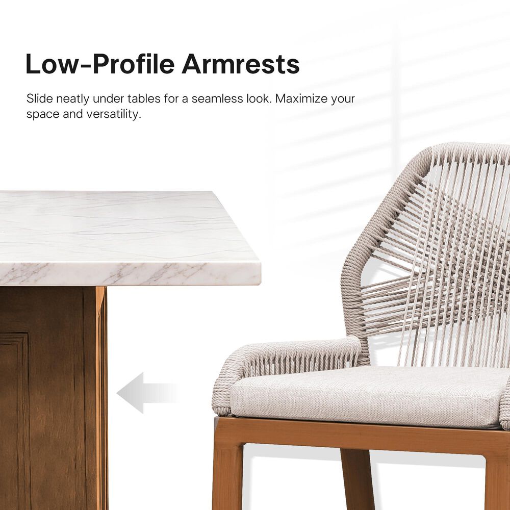HOMLUX Outdoor Bar Stool with Teak Frame in Grey and Beige (Set of 2), , large