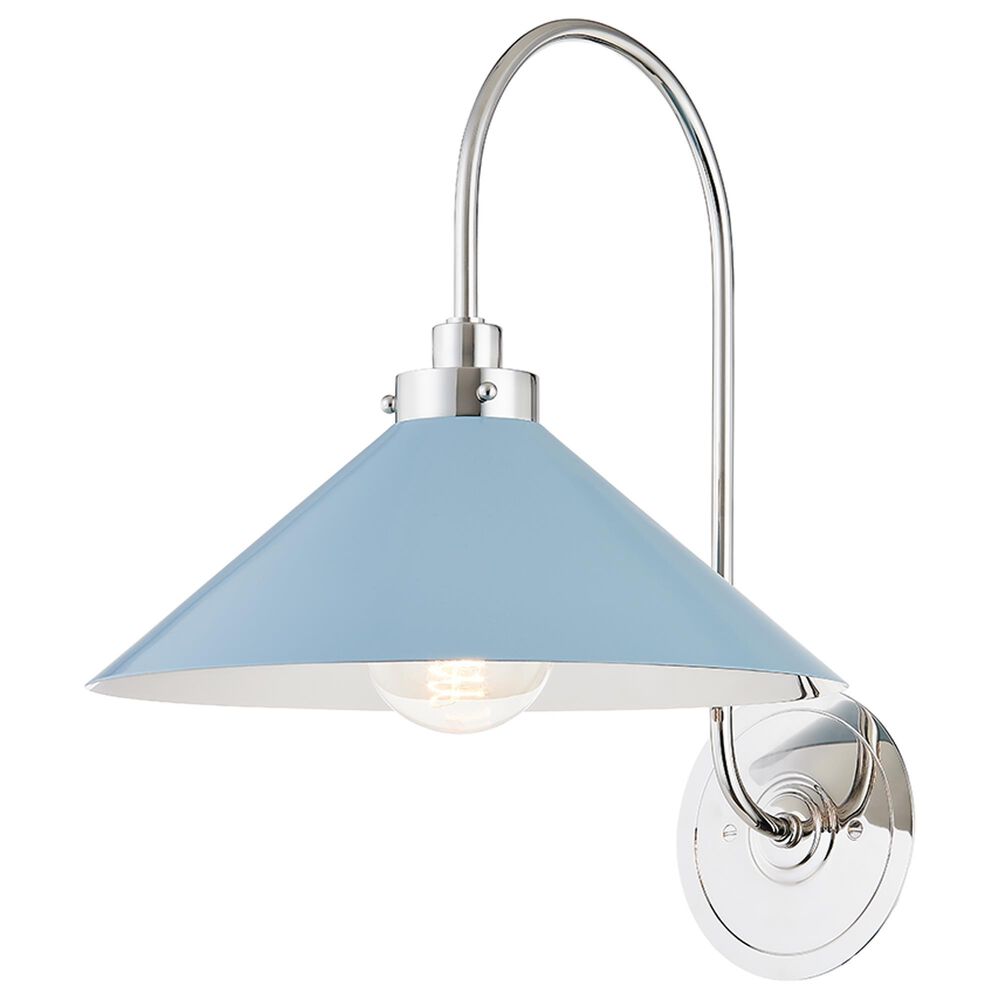 Hudson Valley Lighting Clivedon 1-Light Wall Sconce in Polished Nickel and Blue Bird, , large