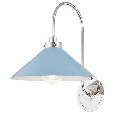 Hudson Valley Lighting Clivedon 1-Light Wall Sconce in Polished Nickel and Blue Bird, , large