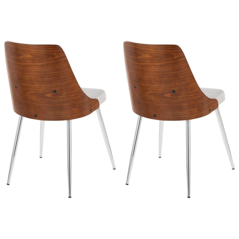 Lumisource Anabelle Side Chair with Grey Cushion in Chrome and Walnut &#40;Set of 2&#41;, , large
