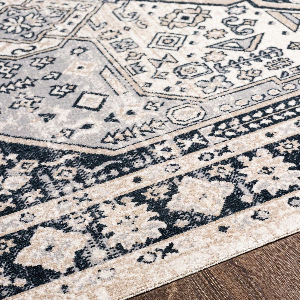 Surya Lavadora 5&#39;3&quot; x 7&#39; Black, Ink Blue, Light Gray, Light Beige and Cream Area Rug, , large