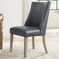 Linon Home Decor Adler Side Chair with Navy Faux Leather Cushion in Natural, , large