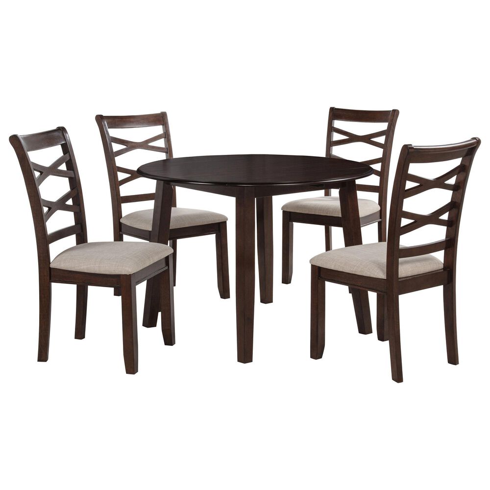 Coaster Barton 5-Piece Round Dining Set in Dark Brown, , large