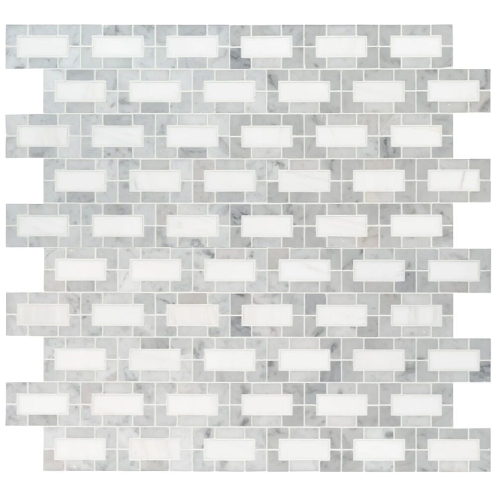MS International Bianco Dolomite Lynx White and Gray 12&quot; x 12&quot; Mosaic Sheet, , large