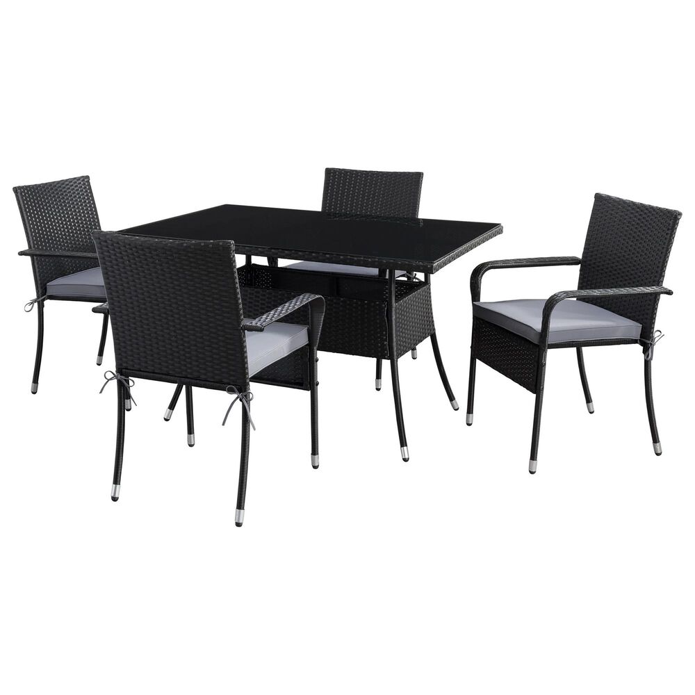 CorLiving Parksville 5-Piece Patio Dining Set in Black/Ash Gray, , large