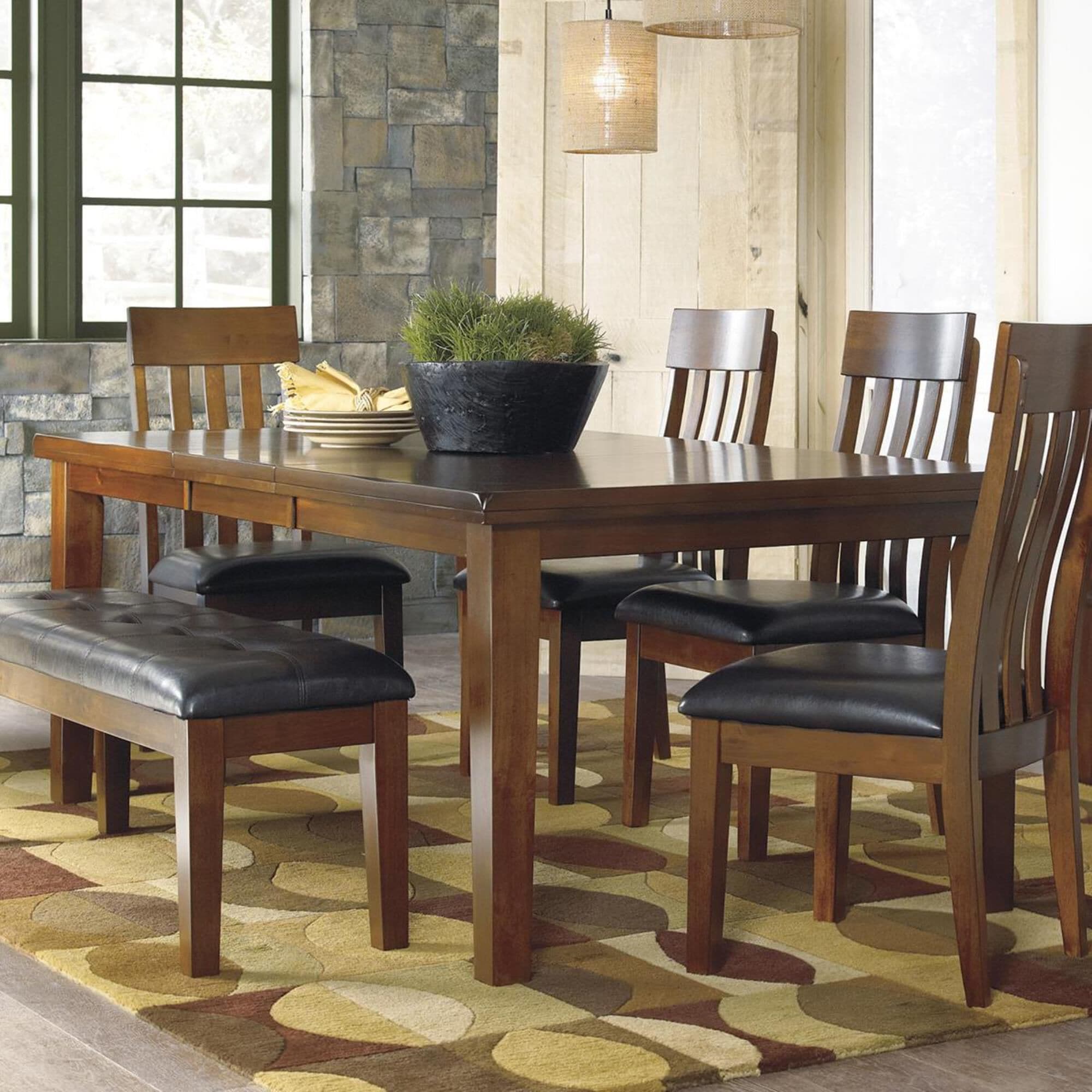 Ashley Rectangular Butterfly Extension Table in Medium Brown