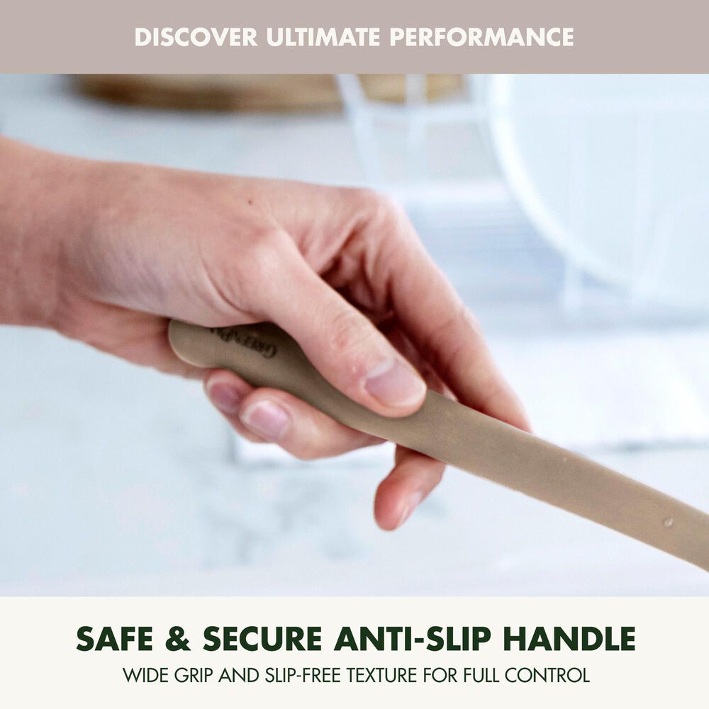 Green Pan Platinum Silicone Splotted Spoon in Taupe, , large
