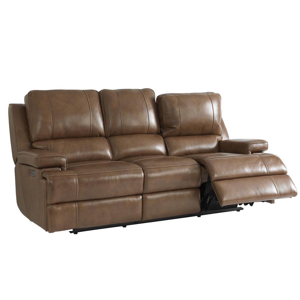 Bassett Parker Power Reclining Sofa with Headrest and Lumbar in Umber, , large