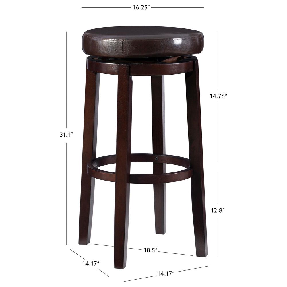 Linon Home Decor Maya Swivel Bar Stool with Brown Cushion in Rich Brown, , large