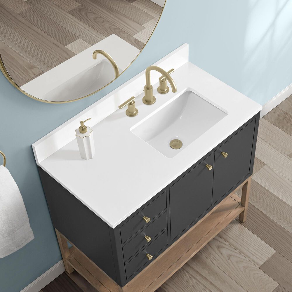 37B Isadore 36" Single Bathroom Vanity Cabinet in Tricorn Black and White Composite Stone Top and Backsplash, , large