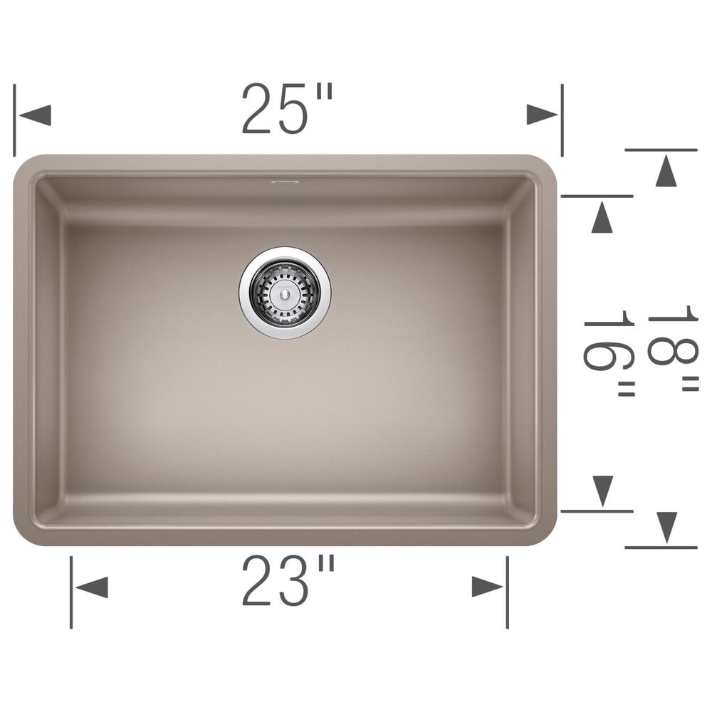 Blanco Precis 25&quot; ADA Single Bowl Kitchen Sink in Truffle, , large
