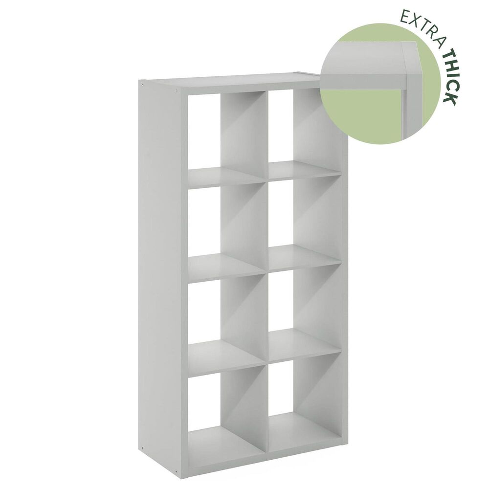 HOMLUX 8-Cube Reversible Open Back Bookshelf in Light Grey, , large