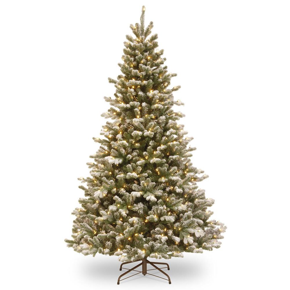 National Tree 7.5" Feel Real Snowy Sheffield Spruce Tree with 700 Warm White LED Lights, , large