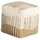 Blue Sun Designs Eugene Pouf Ottoman in Dark Mustard and Beige, , large