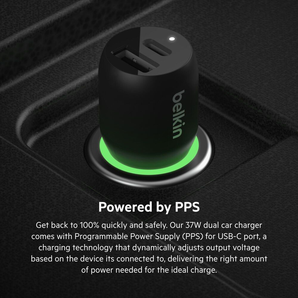Belkin BoostCharge 37W Dual Car Charger with PPS in Black, , large