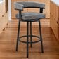 Armen Living Lorin 26" Swivel Counter Stool with Gray Cushion in Matte Black, , large