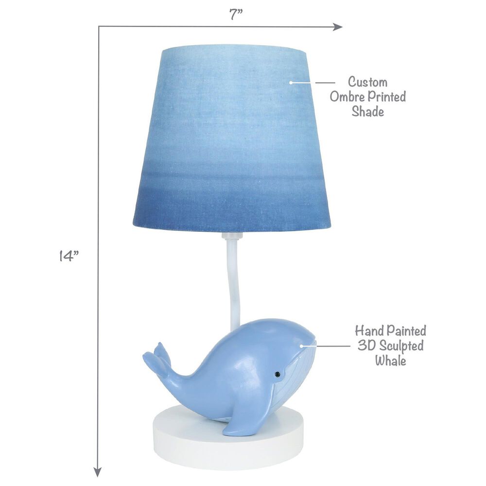 Lambs &amp; Ivy Bubbles and Squirt Hand Painted Whale Lamp in Blue, , large