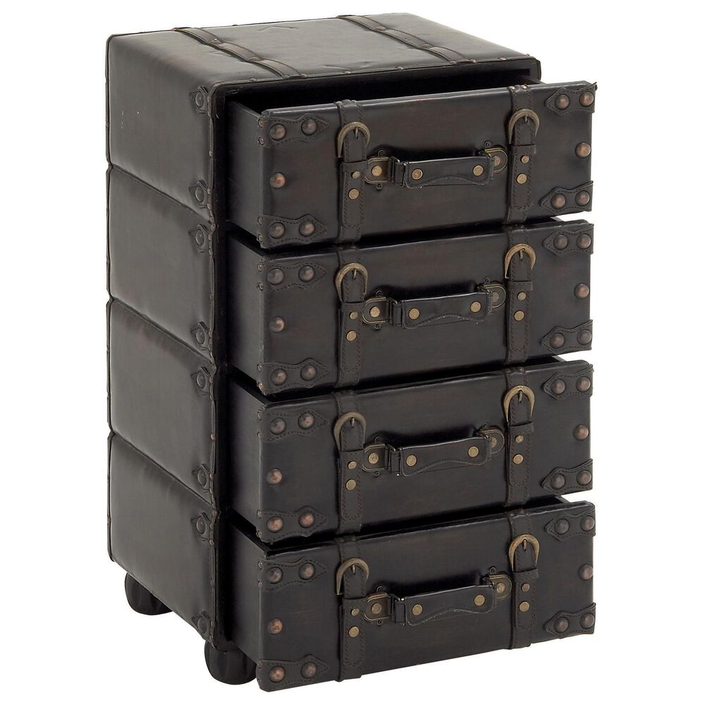 Maple and Jade 4-Drawer Room Chest with Buckle Strap and Stud Detail in Black, , large