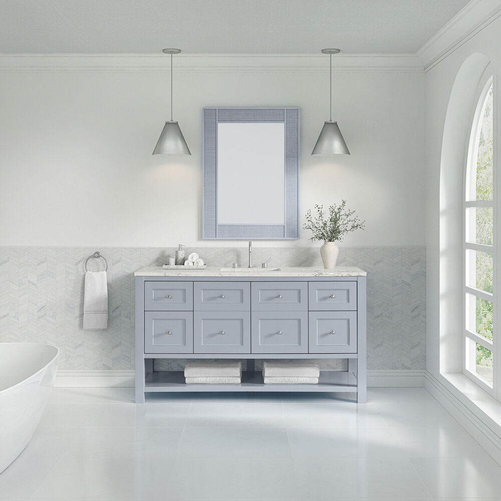 James Martin Vanities Breckenridge 60" Single Bathroom Vanity in Serenity Blue with 3 cm Victorian Silver Quartz Top, Rectangular Sink and FreePower Wireless Charger, , large