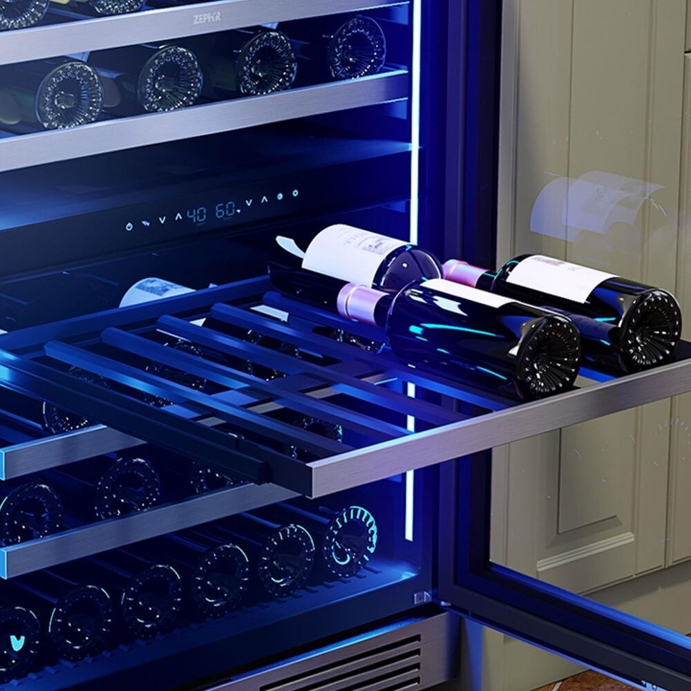 Zephyr 45 Bottles Dual Zone Wine Cooler in Stainless Steel, , large