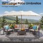 HOMLUX 15" Double-Sided Outdoor Market Umbrella with Sandbag Base and RGB LED Lights in White, , large
