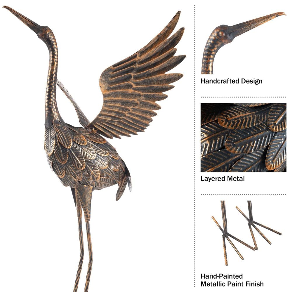 Timberlake Flying Crane Garden Statue in Gold, , large
