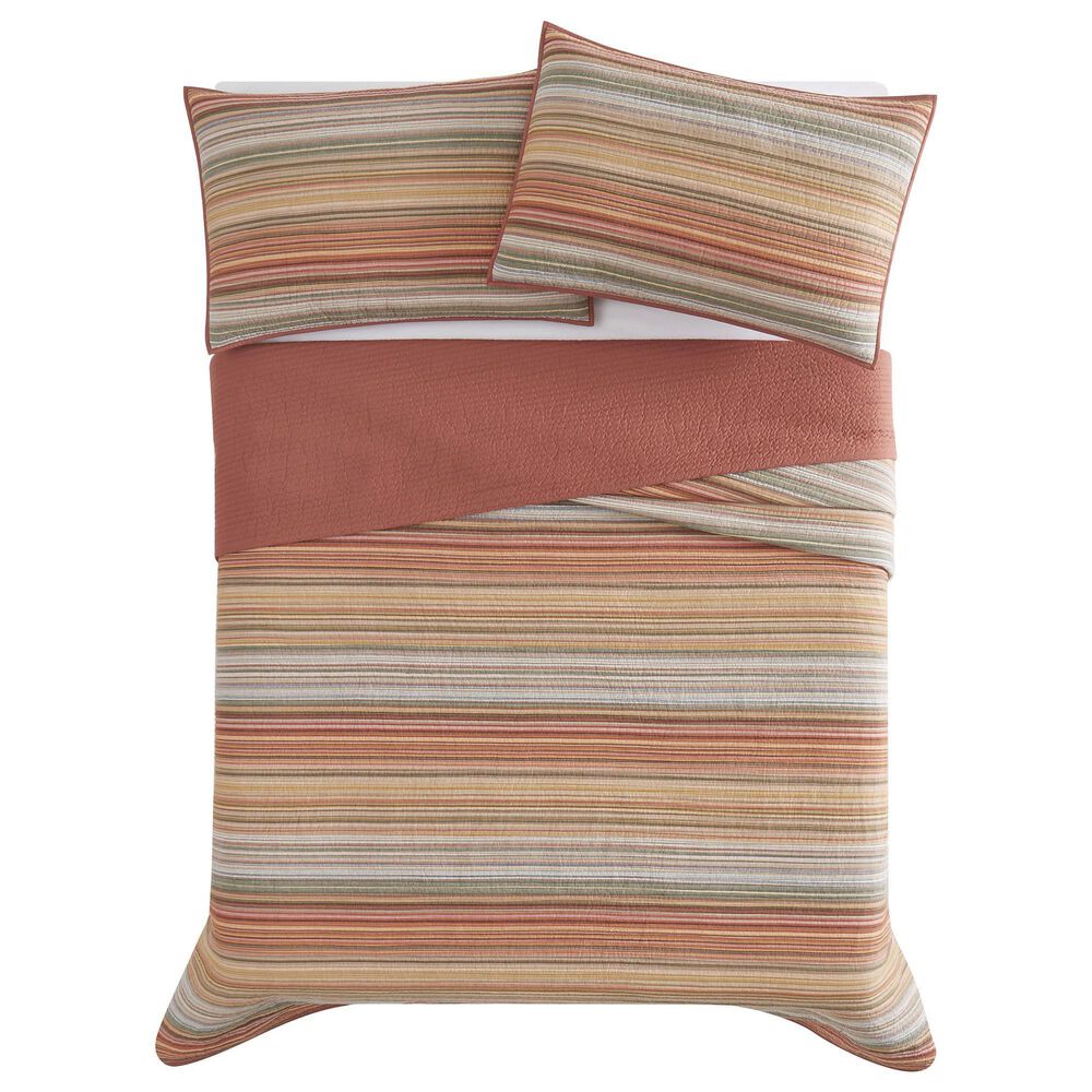 Pem America Sunset Stripe 3-Piece Full/Queen Quilt Set in Orange, , large