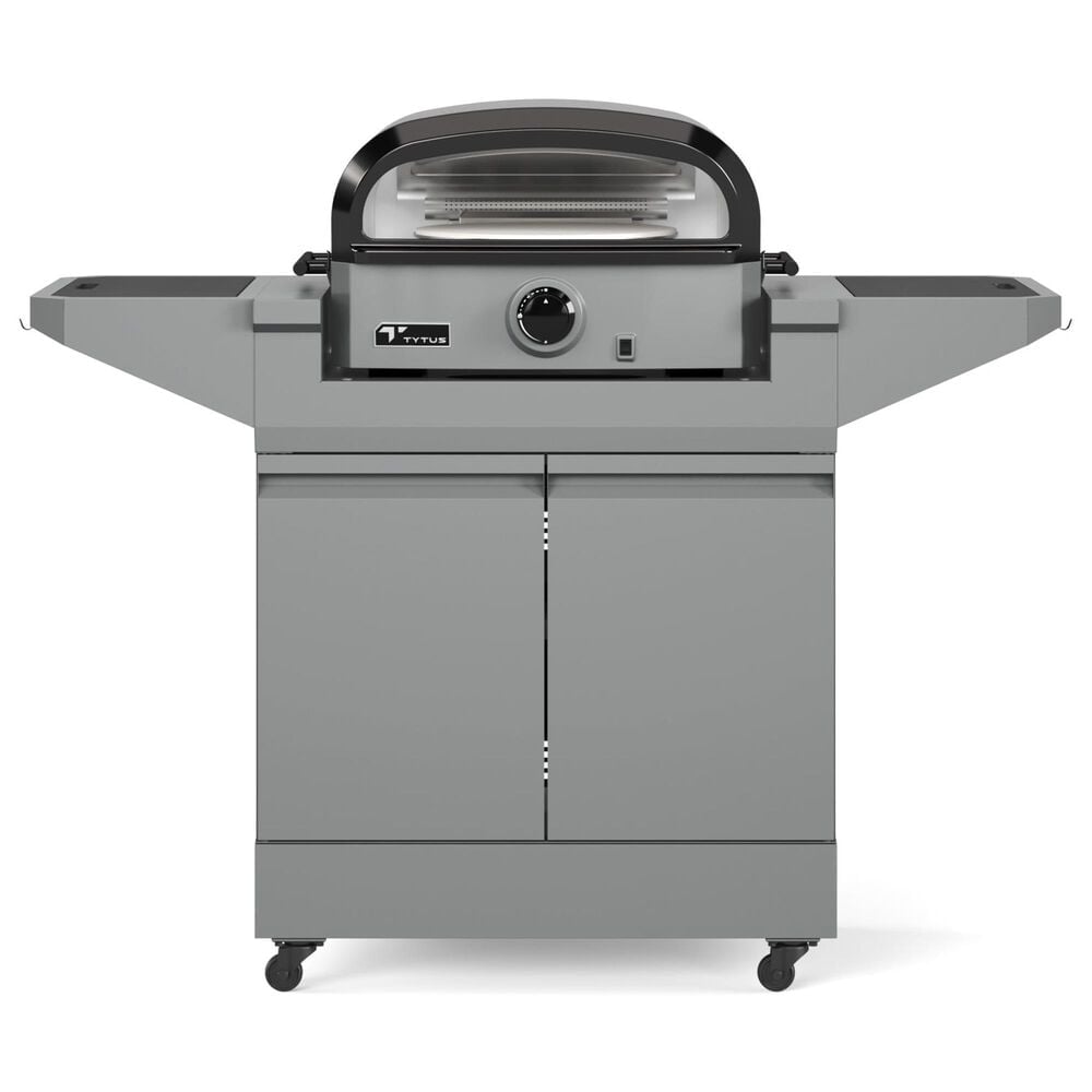 Tytus Emberwood Grill and Prep Cart with Gas Tabletop Pizza Oven in Gunmetal Gray, , large