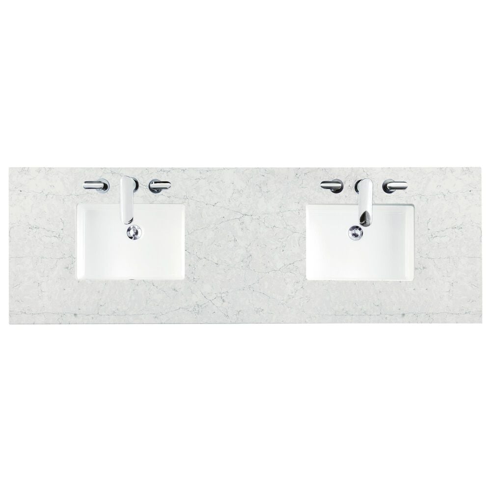 James Martin Vanities Breckenridge 72&quot; Double Bathroom Vanity in Serenity Blue with 3 cm Eternal Jasmine Pearl Quartz Top and Rectangular Sinks, , large