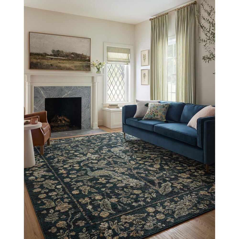 Rifle Paper Co. x Loloi Laurel Peacock Garden 9&#39;2&quot; x 12&#39;2&quot; Navy Area Rug, , large