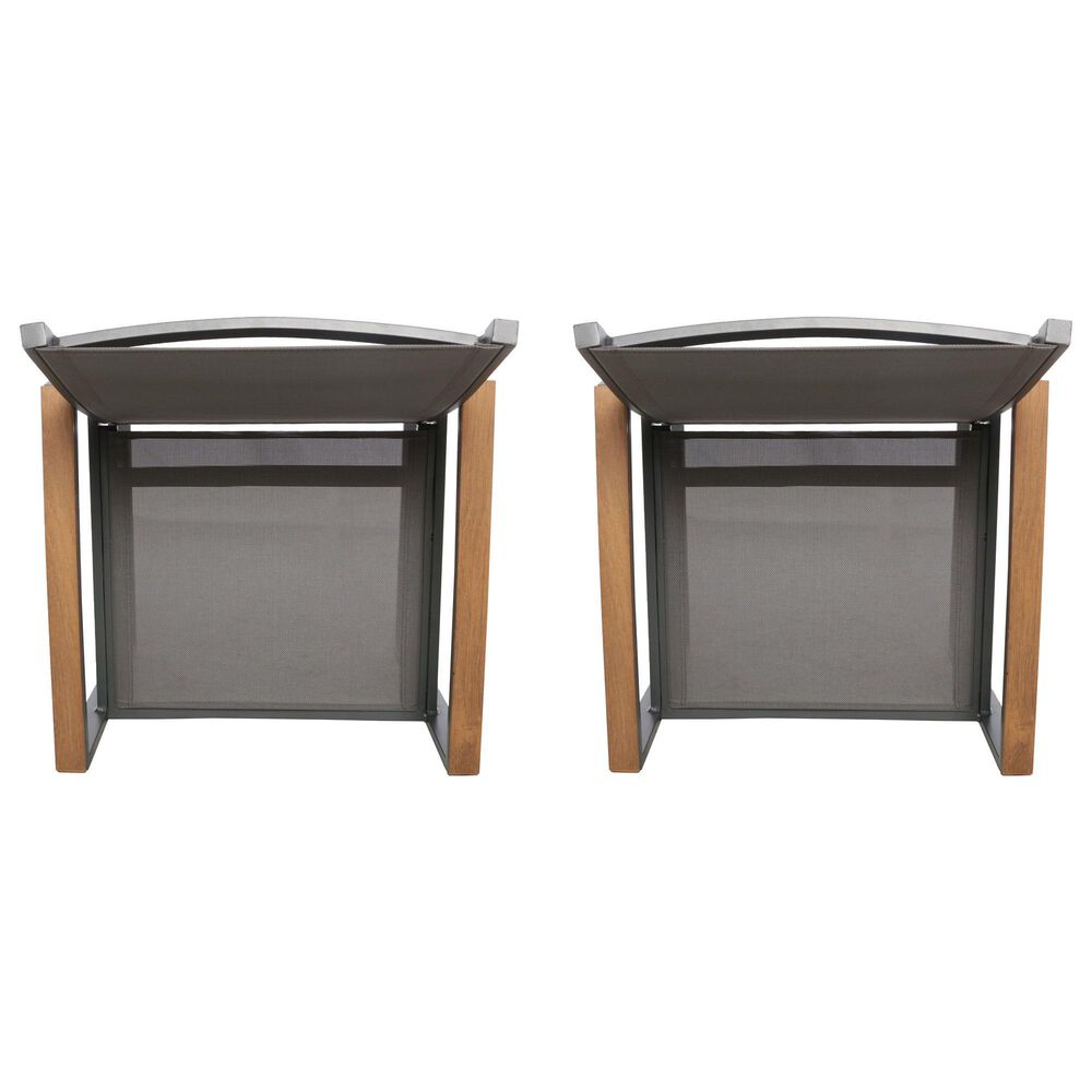 Hearth and Haven Glasgow Outdoor Dining Chair with Mesh Seat in Grey &#40;Set of 2&#41;, , large